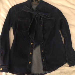 Denim button up top